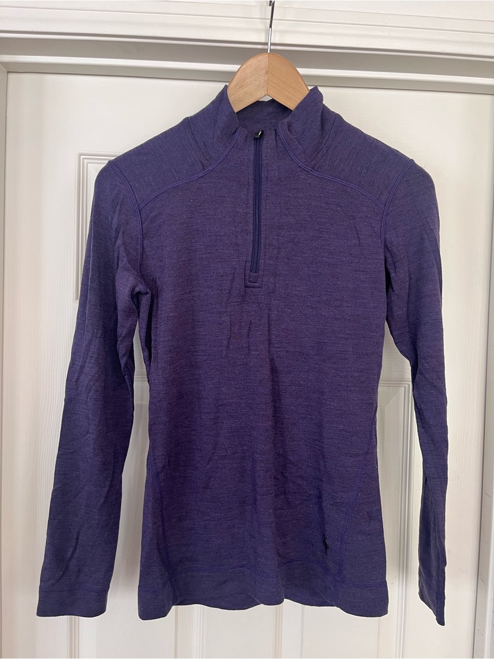 Smartwool Merino Wool Base Layer 1/4 Zip Purple Heather Wool Pullover small